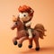 Super Cute Felt Centaur Doll With Red Hair - Adventure Themed Miniature Portrait