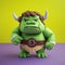 Super Cute Felt Ogre On Solid Background