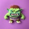 Super Cute Felt Ogre On Solid Background