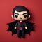 Super Cute Felt Vampire Toy On Solid Color Background