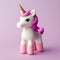 Super Cute Felt Wool Unicorn Toy On Purple Background