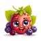 Super cute happy cartoon Vibrant Berries. Generative AI