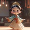 Super cute little girl, cream color scheme black hair,dancing in traditional Chinese Dynasty clothing AI Generated