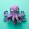 Super Cute Purple Octopus Sculpture: Detailed Zbrush Kraken On Blue Wall