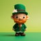 Super Cute St. Patrick\\\'s Day Toy Doll Portrait On Green Background