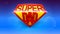 Super dad logo like superhero. Stylish glossy text Super Dad on blue background. Happy Father s Day celebration concept