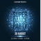 Super dance party. Luxurious invitation card. Blue flash with blue dust. Night party. Enter your DJ and club name. Poster for your