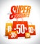 Super discounts design concept with shopping bags