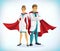 Super doctor cartoon character. Superhero doctor with hero cloaks. Healthcare vector concept. Medical concept. First aid