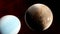 Super-earth planet, realistic exoplanet, planet suitable for colonization, earth-like planet in far space, planets background 3d r