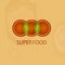 Super food. Health store, market concept badge. Poker-work logo