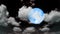 Super full beaver blue moon rise back dark cloud on the night sky