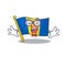 Super Funny Geek smart flag madeira mascot cartoon style