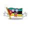 Super Funny Geek smart flag mozambique mascot cartoon style