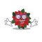 Super Funny Geek smart flower poinsettia mascot cartoon style