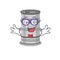 Super funny geek smart oil drum on mascot cartoon style