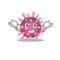 Super Funny Grinning corona virus mascot cartoon style