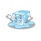 Super Funny Grinning ice cube mascot cartoon style