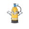 Super Funny Grinning oxygen cylinder mascot cartoon style