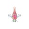 Super Funny Grinning pink bottle wine mascot cartoon style