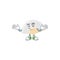 Super Funny Grinning white chinese folding fan mascot cartoon style