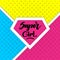 Super girl. Handwritten lettering on colorful background with halftone texture. Vector illustration for posters, cards