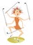 Super golfer woman is playing golf by many clubs illustration