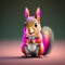 Super happy smiling cute standing baby squirrel with blur background