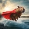 Super hero capybara with red cape. AI generative illustration