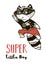 Super Hero cat drawing for greeting card or tee print
