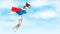 Super Hero Dog Flying Over White