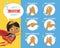 Super Hero Gorl shows how to wash your hands step poster Infographic illustration. Poster with african girl shows how to