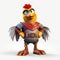 Super Hero Happy Chicken Cartoon Character Model In Pixar Style