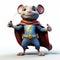 Super Hero Happy Rat Cartoon Character - Youthful Protagonist In 3d