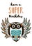 Super Hero owl drawing for greeting card or tee print