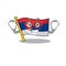 Super hero serbia flag flown on cartoon pole