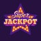Super jackpot casino purple star retro sign flat illustration