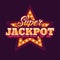 Super jackpot casino red star retro sign flat illustration