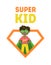 Super Kid Banner, Cute Little Boy in Superhero Costume and Mask Vector Illustration