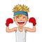 Super Kid. A boy in a white shirt and red boxing gloves