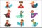 Super kids set, boys and girls in superhero costumes colorful vector Illustrations