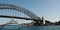 Super luxury 45mtr motor yacht passing under Sydney Harbour Bridge, Sydney Harbour, Australia