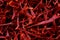 .super macro shot of one bright red dried saffron food background very close in detail.