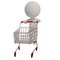 Super market trolley 3d character man buyer customer isolated - 3d rendering