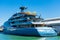 Super mega yacht Aviva moored in the port of San Francisco