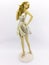 Super model resin doll with golden short dresses for decoration