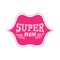 Super Mom. Print or patch for t-shirt with lettering. Happy mother`s day greeting card. Tee shirt design with lips and wings