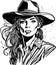 Super monochrome cowboy woman portrait great vector