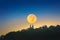 Super Moon over Wat Phrathat Doi Suthep Temple in Chiang Mai, Th