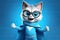 Super Paws Unleashed: A 3D-Generated Cat\\\'s Heroic Transformation on Blue Gradient Background